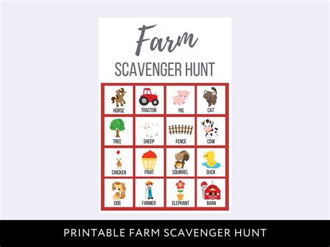 Farm Scavenger Hunt Printable For Kids Field Trip Digital Download