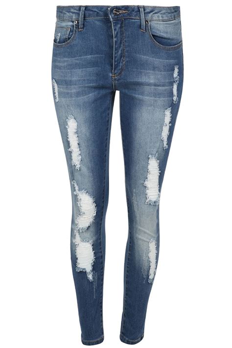 Womens Denim Jeans Ladies Skinny Slim Fit Stretch Rip Destroyed
