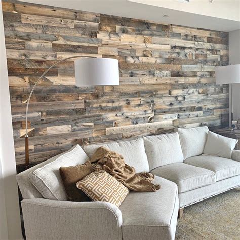 5 Reclaimed Solid Wood Wall Paneling Wood Walls Living Room Accent