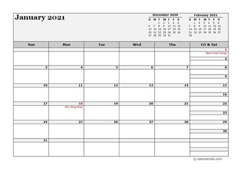 2021 Monthly Planner Template Landscape Free Printable Templates