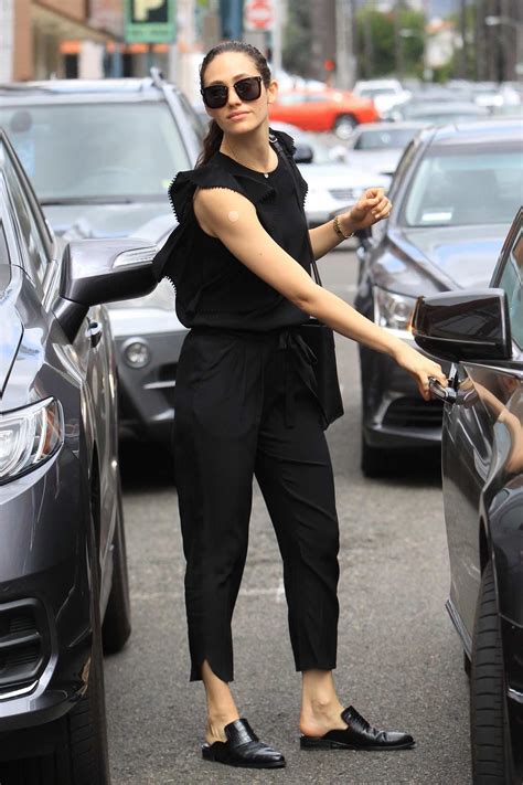 Emmy Rossum Leaves The Doctors Office With A Patch On Her Arm In