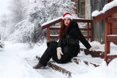 Beautiful Red Haired Girl On Holiday In A Country House Stock Photo