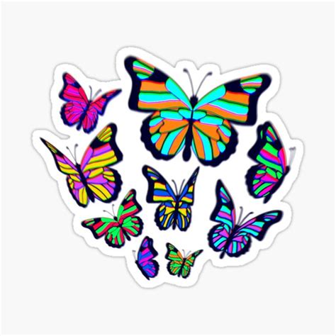 Copy Of Psychedelic Butterflies Sticker By Schnelly Redbubble