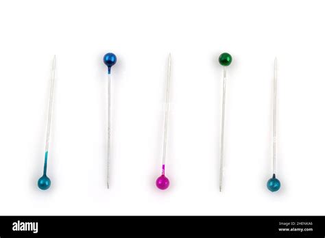 Color Sewing Push Pins Isolated On White Background Stock Photo Alamy