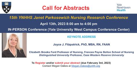 15th Annual Ynhhs Janet Parkosewich Nursing Research Conference Yale
