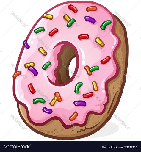 Donut With Pink Frosting And Sprinkles Cartoon Vector Image