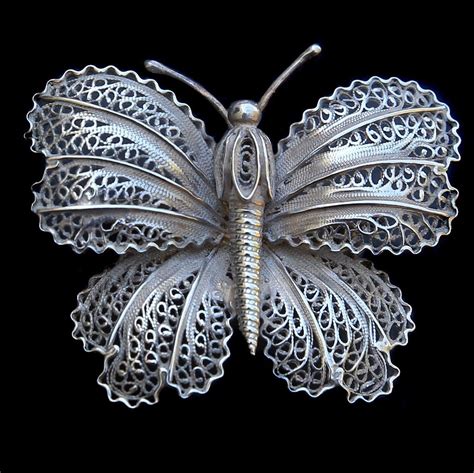 New Listing ~ Stunning Vintage Silver Filigree Butterfly Brooch The