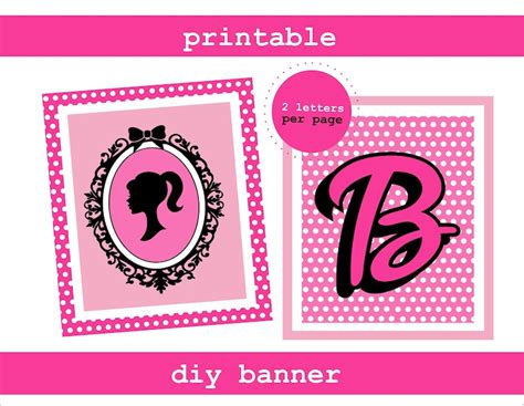 Diy Barbie Banner Digital Printable File Pink Girl Doll Etsy México