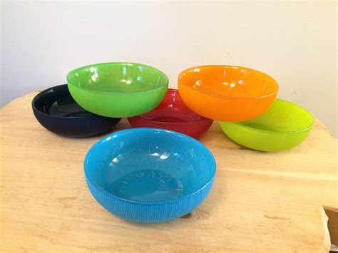 Vintage Vibrant Multi Colored Glass Ribbed Cereal Soup Ice Etsy Vintage Bowls Colored Glass