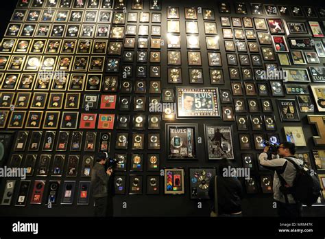 Collection Of Gold And Platinum Records Display At Elvis The