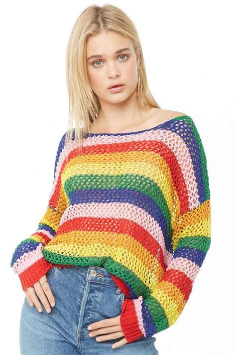 Shop Multistriped Open Knit Sweater For Women From Latest Collection At