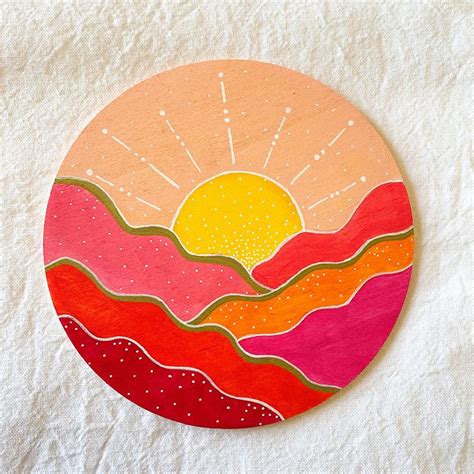 The Sun ☀️ Circular Canvas Painting Diy Art Painting Small Canvas Art