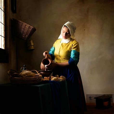 Woman Pouring Milk A Photographic Recreation Of Vermeers Milkmaid