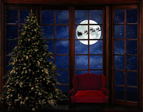 Christmas Digital Background Magical Christmas Window Xmas Etsy