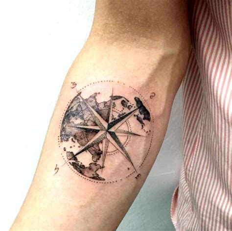 Nautical Globe Compass Tattoo In Compass Tattoo Tattoos For Guys Compass Tattoo Men