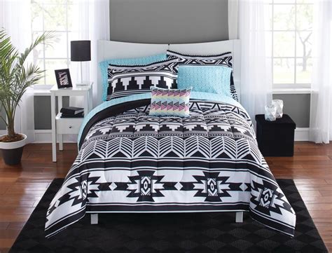 Mainstays Black And White Aztec Bed In A Bag Coordinated Bedding Queen