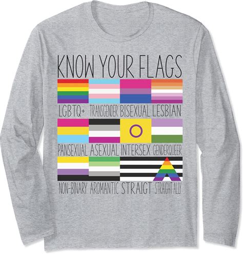Know Your Flags LGBTQ Gay Pride Flag Transgender Long Sleeve T Shirt Amazon Co Uk Clothing