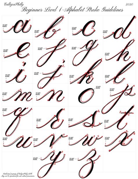Beginner Level Copperplate Calligraphy Alphabet Worksheet Etsy