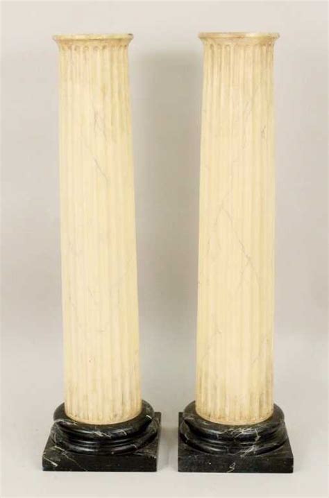 Pair Of Faux Marble Painted Fluted Pedestals