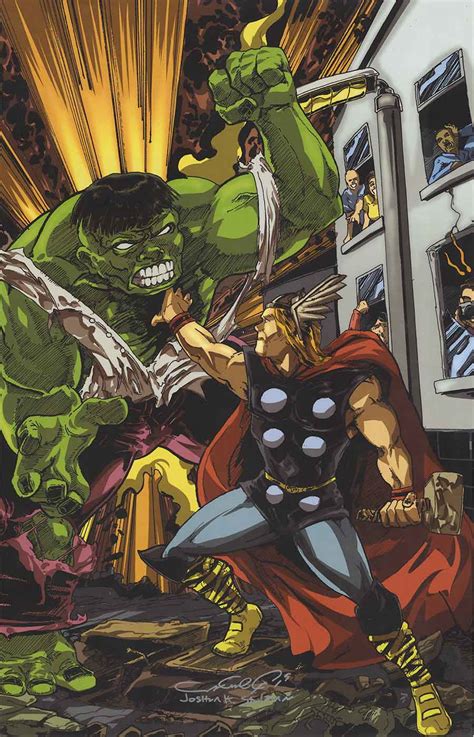 Hulk Vs Thor Comic Art Print By Joshua H Stulman