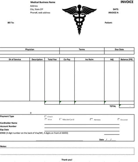 Free Medical Invoice Template Excel Pdf Word Doc