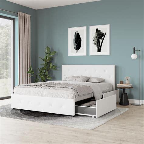 Buy River Street Designs Dean Upholstered Bed With Storage White Faux