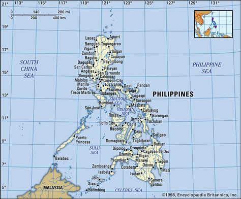 A Map Of The Philippines With All Its Major Cities An