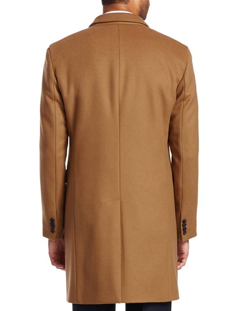 Emporio Armani Cashmere Wool Top Coat In Camel Natural For Men Lyst