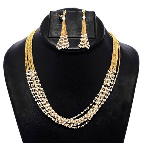 Gold Pearl Necklace Sets Aira Luxury Fashion Jewellery 347234