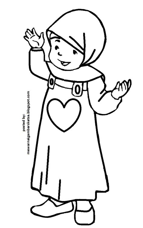 Gambar Mewarnai Gambar Kartun Anak Sekolah Tk Muslimah Di Rebanas Rebanas