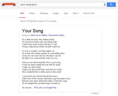Google adds song lyrics to search results but it feels like a cheap