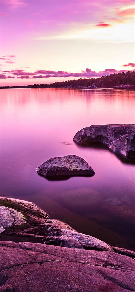 Purple Sunset Lake 8k Wallpaper