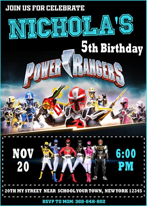 Power Rangers Birthday Invitations Ubicaciondepersonas Cdmx Gob Mx