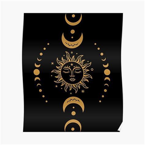 Boho Sun And Moon Celestial Crescent Moon Phases Men Women Poster