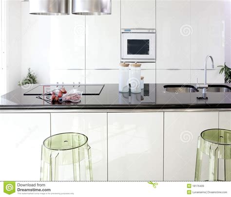 Modern White Kitchen Clean Interior Design Stock Image Image Of