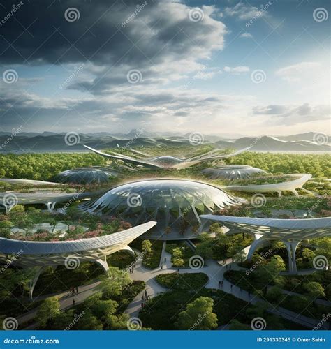 Futuristic Airports With Organic Airplanes Stock Image Image Of