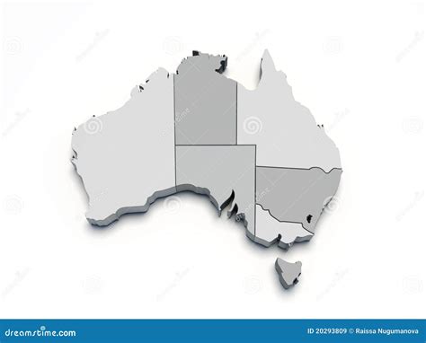 Australia Gray 3d Map On White Isolated Stock Illustration