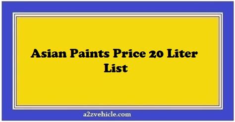 Asian Paints Price Liter List