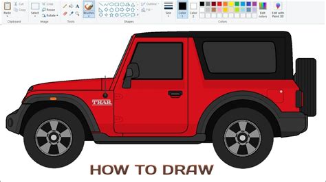 New Mahindra Thar Drawing Jeep Drawing Car Drawing Easy Computer