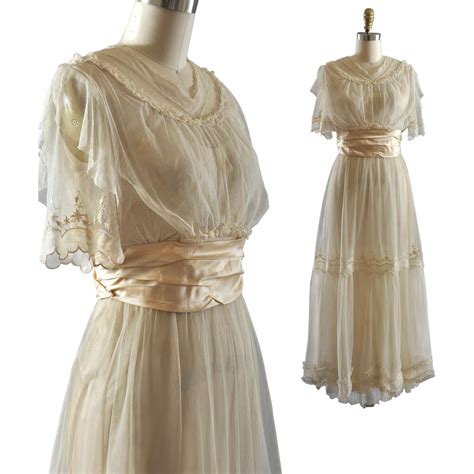 Exquisite Vintage Edwardian Net Tea Bridal Dress Gown Rh Macy
