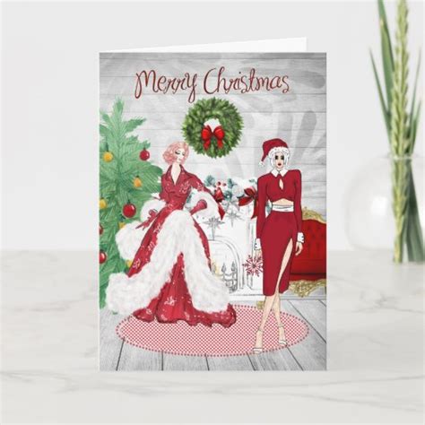 Chic Modern Lesbian Couple Christmas Card