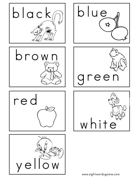 Color Worksheets Sight Words Reading Writing Spelling And Worksheets