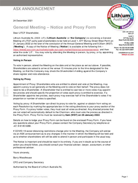 Fillable Online Annual General Meeting Notice And Proxy Form Fax Email