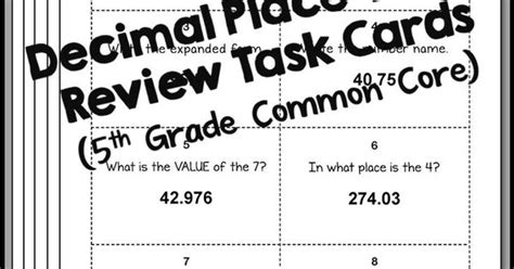 Decimal Place Value Task Cards 5th Grade Common Core Decimal Places