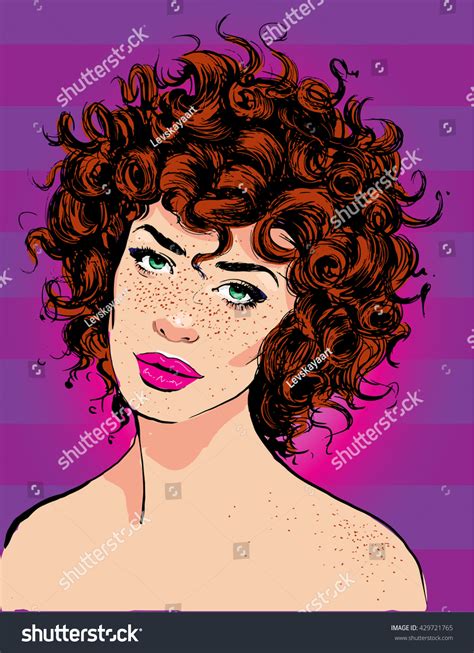 Vector Beautiful Girl With Curly Hair 429721765 Shutterstock
