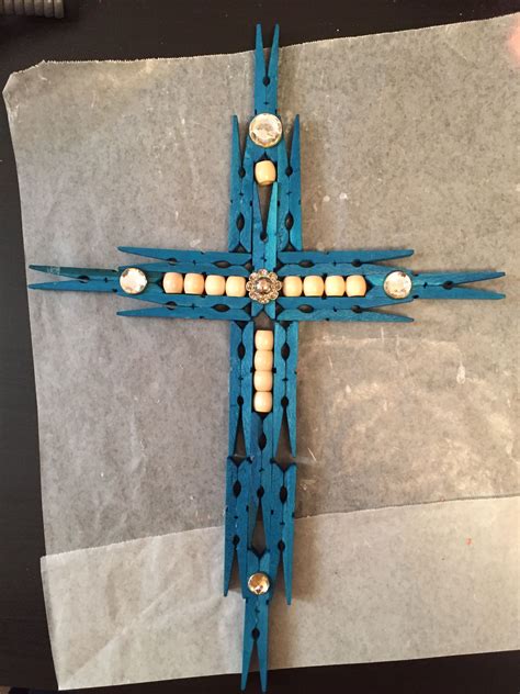 Cross Of Clothespins Beads And Bling Wooden Clothespin Crafts