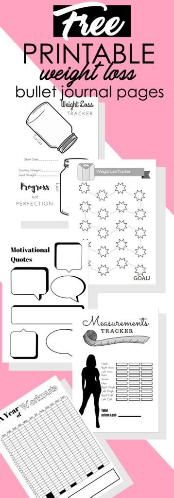 These weight loss tracker ideas are a great way help you lose weight by tracking your caloric intake quickly and easily all inside your bullet journal. 5 Free Printable Bullet Journal Weight Loss Pages - The ...