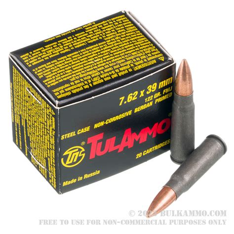 20 Rounds Of Bulk 762x39mm Ammo By Tula 122gr Fmj