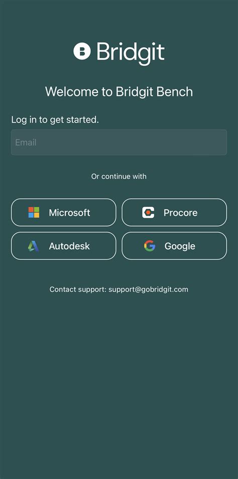 Log Into The Bridgit Bench Mobile App Support Help Desk