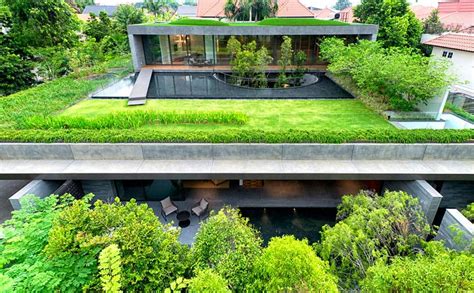 Home With Underground Courtyard And Rooftop Gardens Modern House Designs